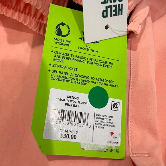 NWT DSG Men's 6" Agility Shorts Size Small activewear‎ gym workout peach orange - Picture 11 of 11